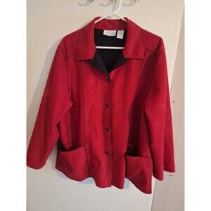 Alfred Dunner Women's Jacket Blazer 18 Petite Red and Black Beautiful Stitching